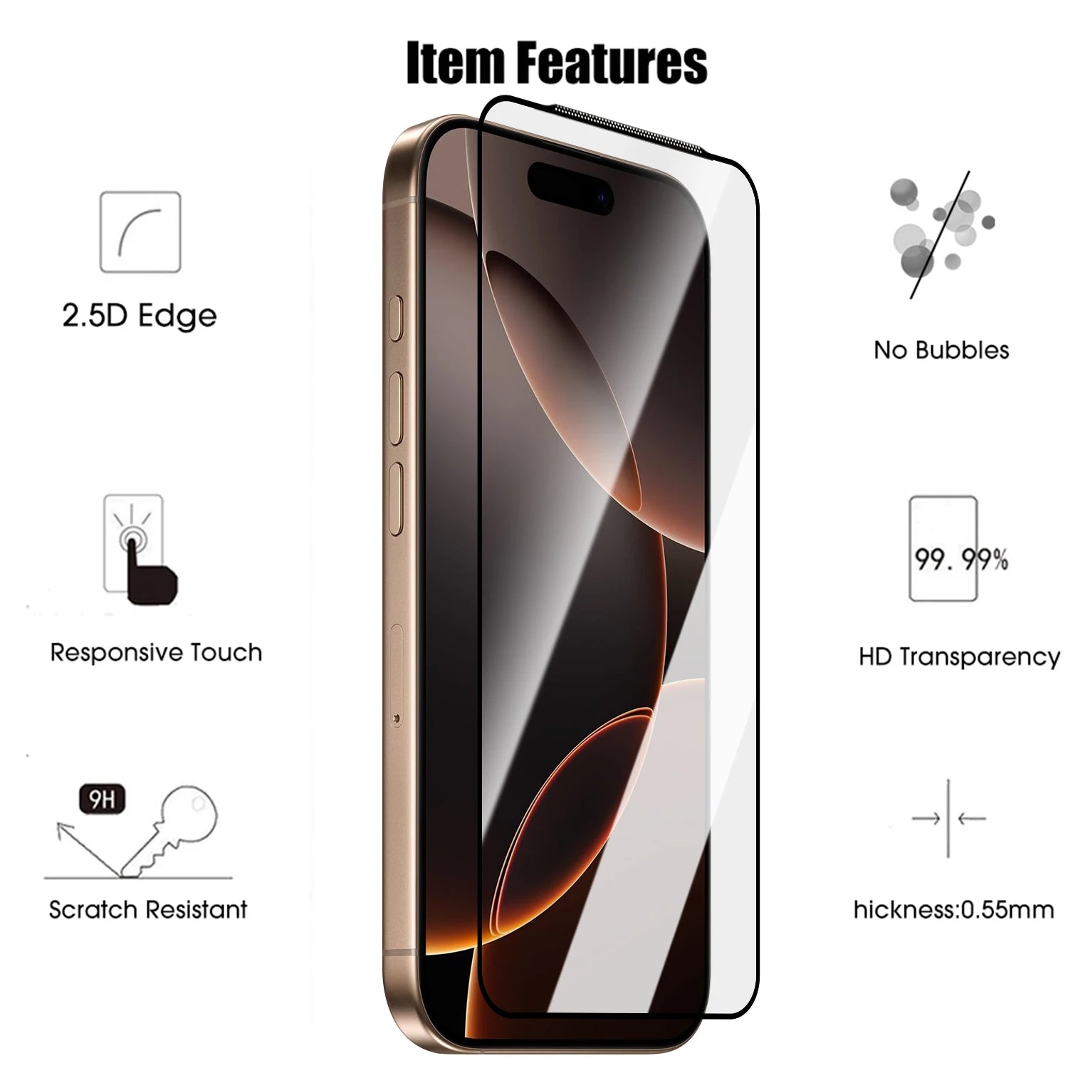 Full Curved HD Clear Tempered Glass For iPhone17 17Air 17Pro Max Screen Protectors