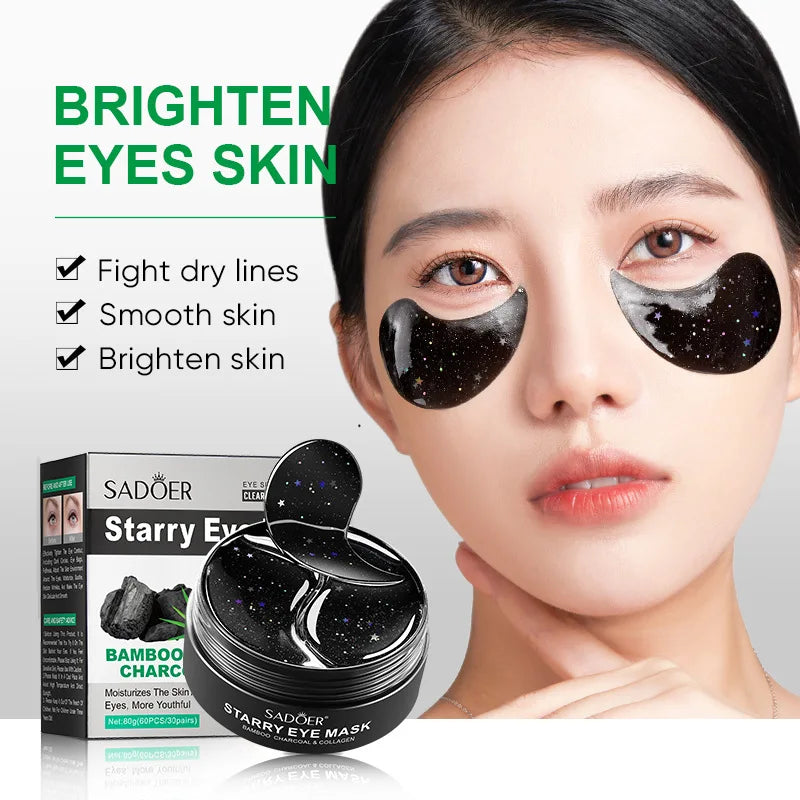 60pcs Bamboo Charcoal Collagen Eye Mask.