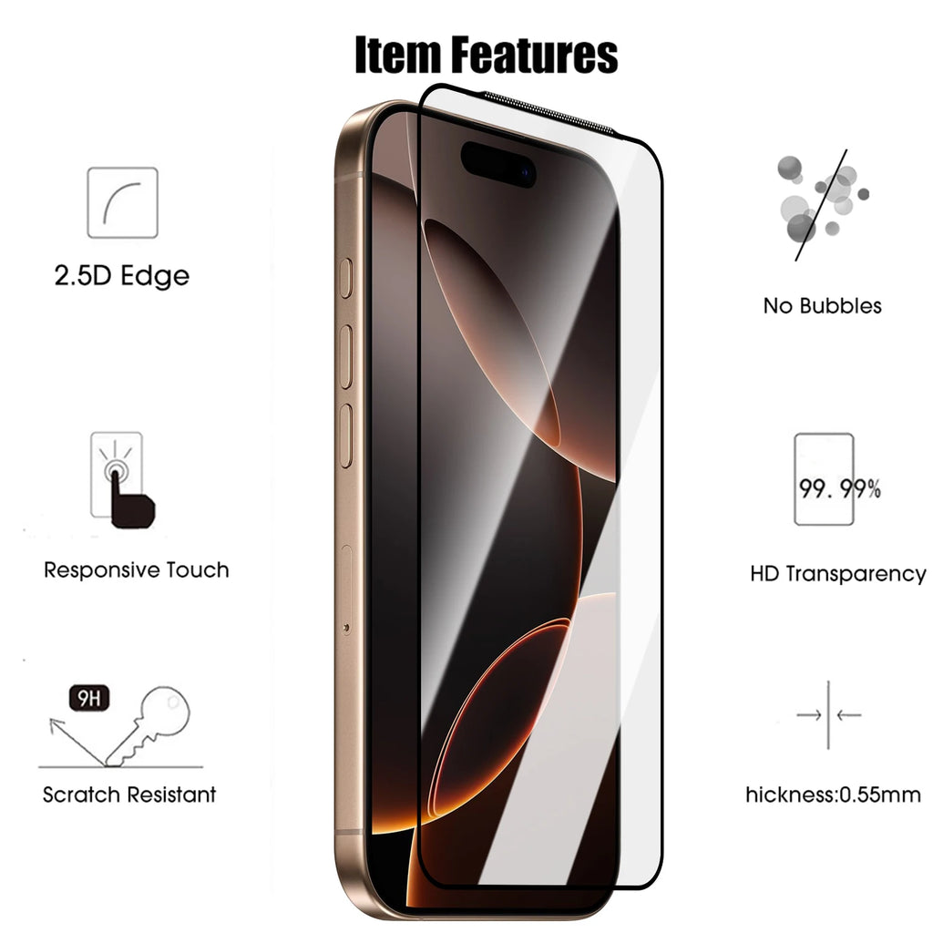 Full Curved HD Clear Tempered Glass For iPhone17 17Air 17Pro Max Screen Protectors