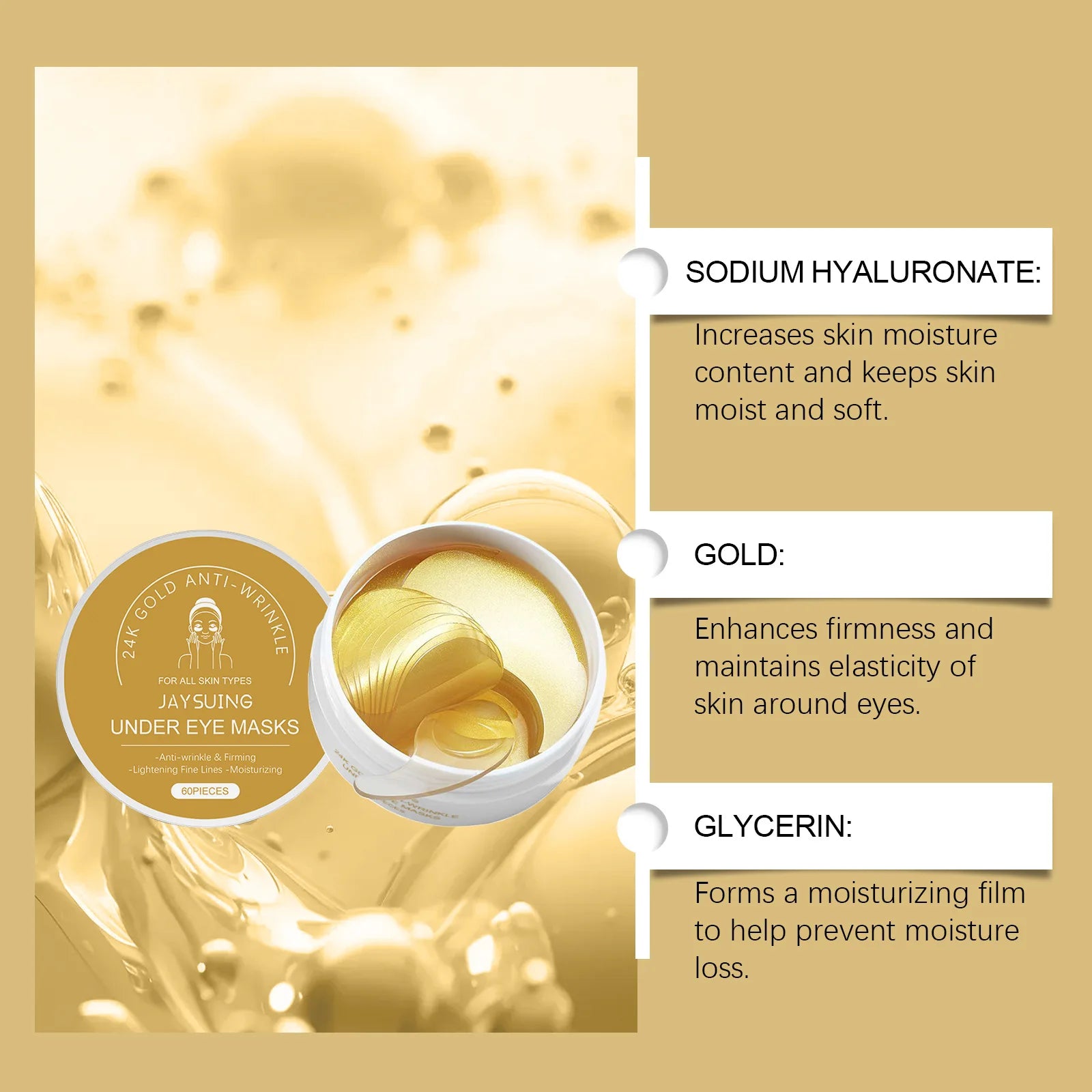 24K Gold Hyaluronic Acid Eye Mask